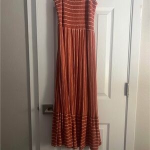 Maurices Orange Pleated Tiered Sundress